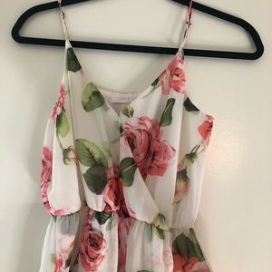 Long floral wrap style dress
